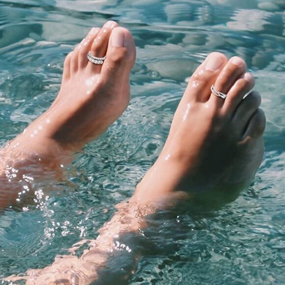 18K White Gold Adjustable Boho Open Toe Rings - Set of 20 - Picture 9 of 11